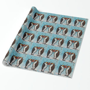 Presente Pinguim Adorava Papel de Moldagem de Natal