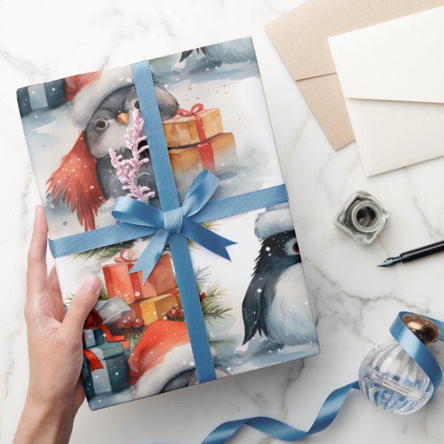 Presente Pinguim festivo papel de embalagem de Natal (Presentear)