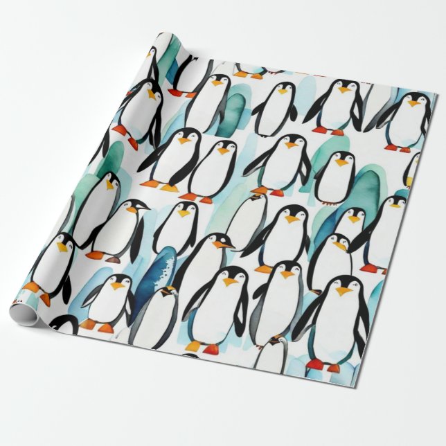 Presente Pinguins bonitos com ideias de presentes Papel de  (Desenrolado)