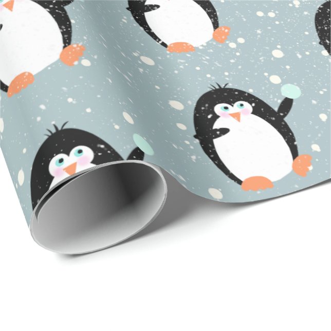 Presente Pinguins De Natal Com Papel De Molho De Neve (Ponta do rolo)