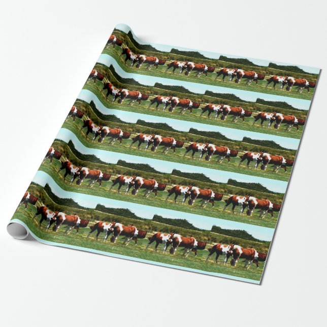 Presente Pinte o papel de envolvimento dos cavalos (Desenrolado)