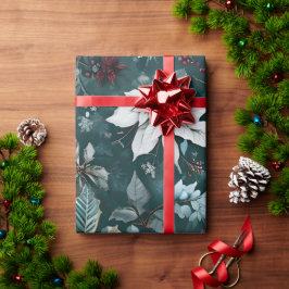 Presente Poinsettia — Papel De Moldagem De Natal