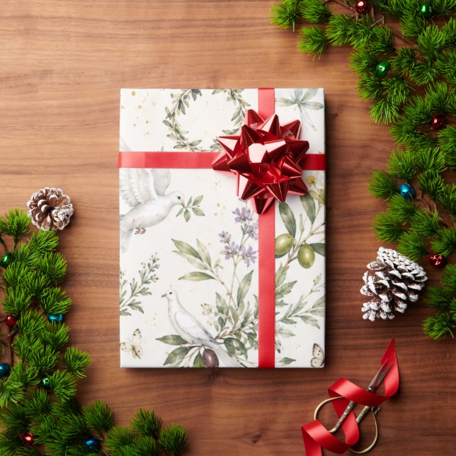 Presente Pomba Pacífica e Ramo de Oliveira Harmonia Papel d (Presente de Natal)