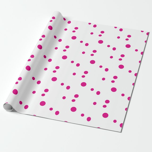 Presente Pontos cor-de-rosa em papel de embalagem branco (Desenrolado)