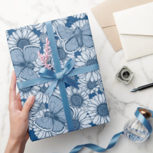 Presente Primavera azul, flores silvestres, papel de embrul