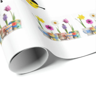 Presente Primavera de papel de empacotamento brilhante Inic