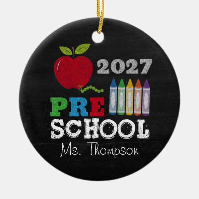 Presente Professor de Pré-Escola 2027 Nome Enfeite (Frente)