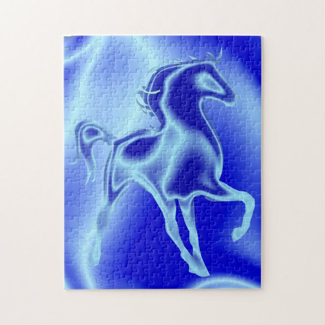 Presente Quebra-cabeça de Cavalo Azul (Vertical)