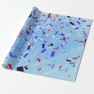 Presente Recortes de papel azul, vermelho e preto