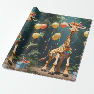 Presente Rindo de Girafa com presentes Papel de enrolamen