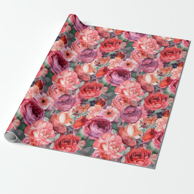 Presente Rolha de papel de enrolamento de Rosas de aquarela (Desenrolado)