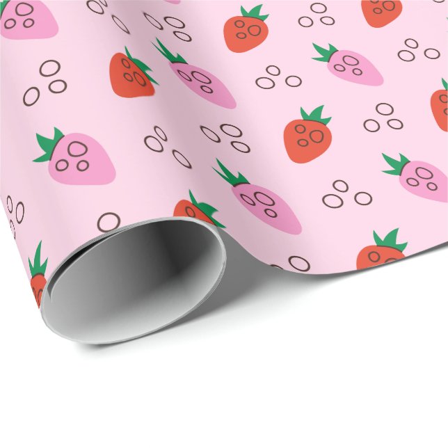 Presente Roll de papel de empacotamento de padrão de morang (Ponta do rolo)
