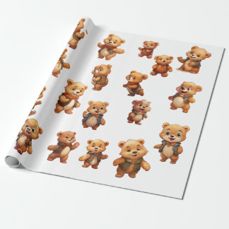 Presente Rolo de Papel de Embalagem de Aniversário do Urso 