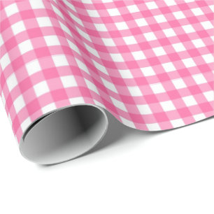 Presente Rosa Bublegum  Papel Branco De Lavagem De Gingham