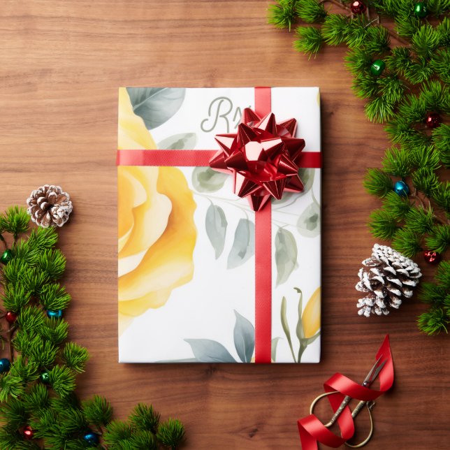 Presente Rosas Amarelas Elegantes e Papel de Moldagem de Sí (Presente de Natal)