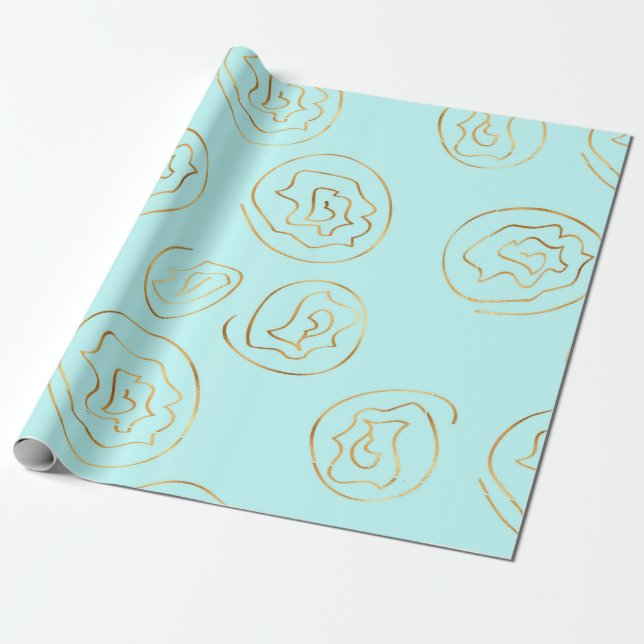 Presente rosas de papel para embalagem de folha de ouro e d (Desenrolado)