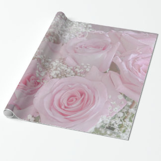 Presente Rosas rosa macio e papel de enrolamento respiratór