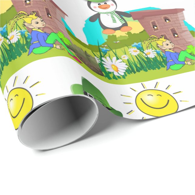 Presente Rua, Pinguim de Papel de Envolvimento no Dia de Pa (Ponta do rolo)