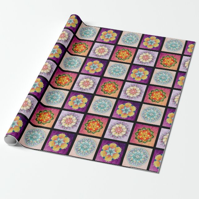 Presente Seu papel de moldagem de mandalas colorido - preto (Desenrolado)