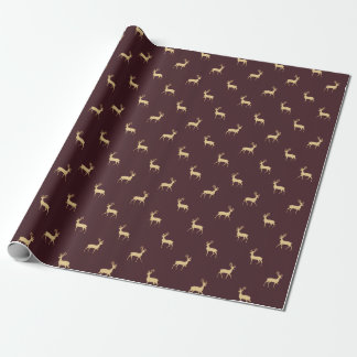 Presente Simples Reindeer Burgundy Papel de Embalagem de Na