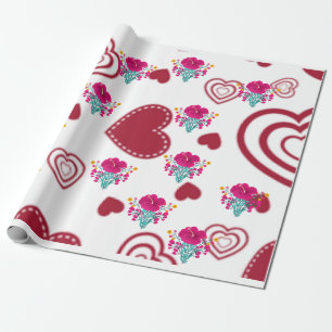 Presente Skaymarts Papel De Embalagem Floral De Amor Únic