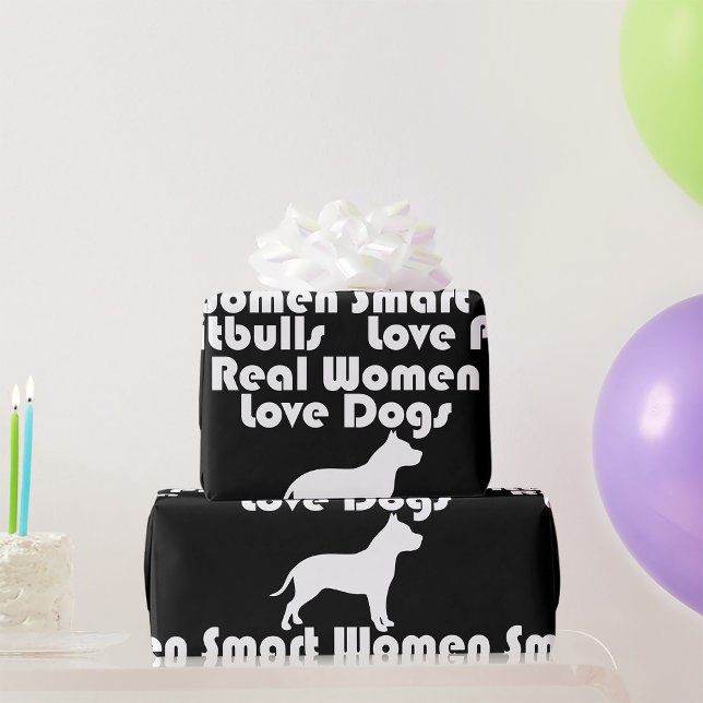 Presente Smart Women Love Pitbulls Papel de ondulação (Criador carregado)