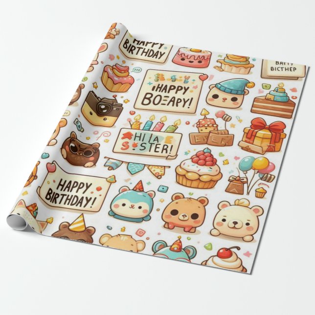Presente Tema de Aniversário do Papel (Desenrolado)