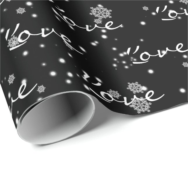 Presente Texto Do Amor De Natal Em Flocos De Neve Papel De  (Ponta do rolo)