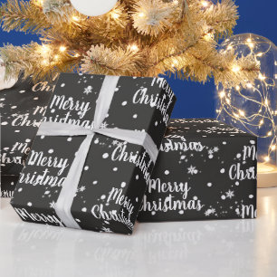 Presente Texto Feliz Natal em Flocos de Neve em Papel Verme