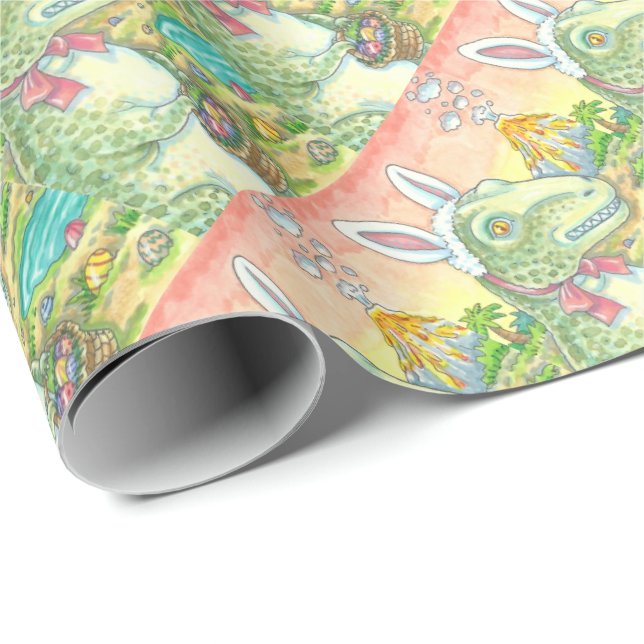 PRESENTE TYRANNOSAURUS T REX, PAPEL DE EMBALAGEM DE PÁSCOA  (Ponta do rolo)