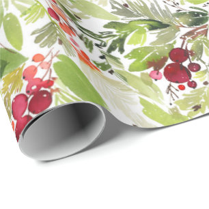 Presente Um Papel De Embalagem De Feriado De Natal Botânic