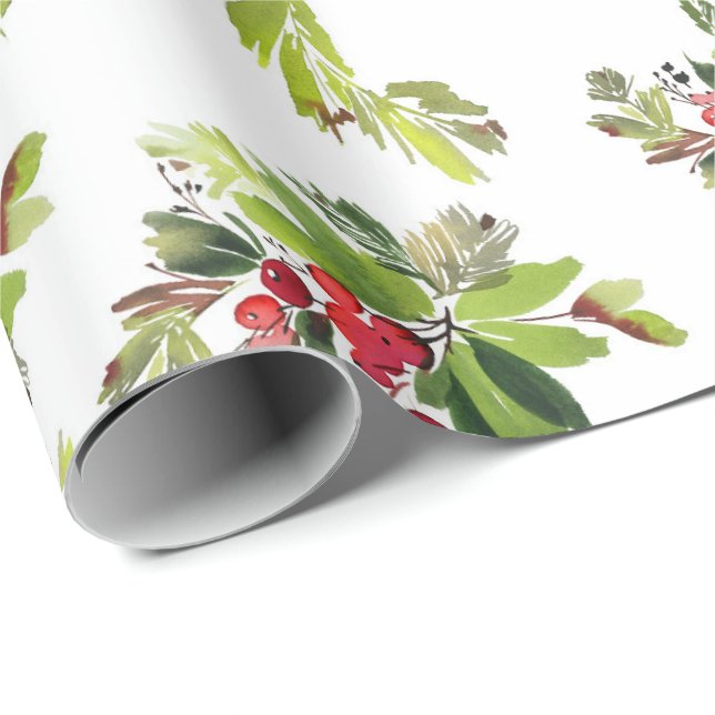 Presente Um Papel De Embalagem De Feriado De Natal Botânico (Ponta do rolo)