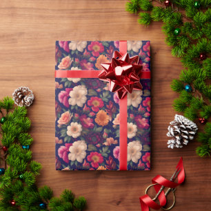 Presente Um papel de parede com um padrão floral 
