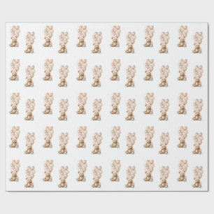 Presente Urso de pelúcia neutro e papel para enrolamento de