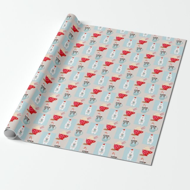 Presente Urso Polar e Papel de enrolamento de Natal de Caca (Desenrolado)