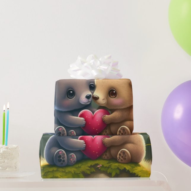 Presente Ursos bonitos amando papel de molho (Presentes para festas)