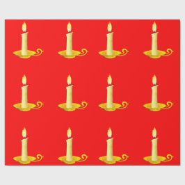 Presente Velas brancas no papel de enrolamento vermelho