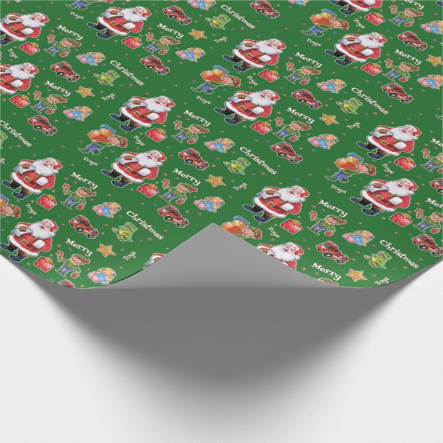 Presente Verde do papel de envolvimento dos brinquedos e (Ponta)