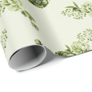 Presente Verde Papel De Lavagem De Flores Elegantes