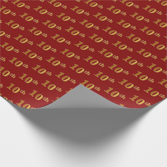 Presente Vermelho, Faux Dourado 10º (Décimo) papel de enrol (Ponta)