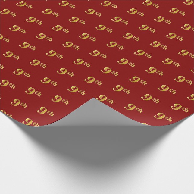 Presente Vermelho, Faux Dourado 9.º (9.º) papel de enrolame (Ponta)
