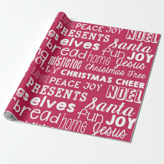 Presente Vermelho Palavras de Natal Papel de Moldagem de Fe