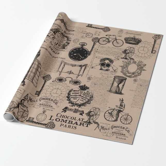 Presente Vintage do estilo do papel de embalagem (Desenrolado)