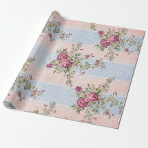 Vintage floral e papel de envolvimento das listras