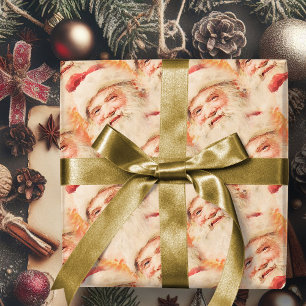Presente Vintage Papai Noel Feliz Papel de Molho de Natal
