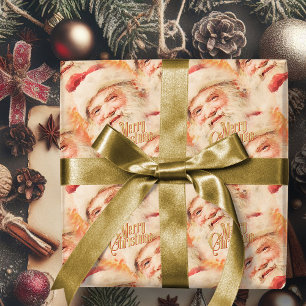 Presente Vintage Papai Noel Feliz Papel de Molho de Natal