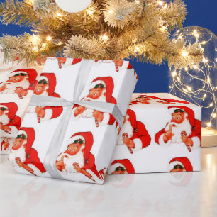 Presente Vintage Papai Noel que diz Shhh o papel de