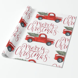 Presente Vintage Red Truck Papel de Moldagem de Natal