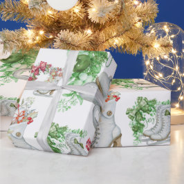 Presente Vintage Skates de gelo vermelho &verde | Papel de 