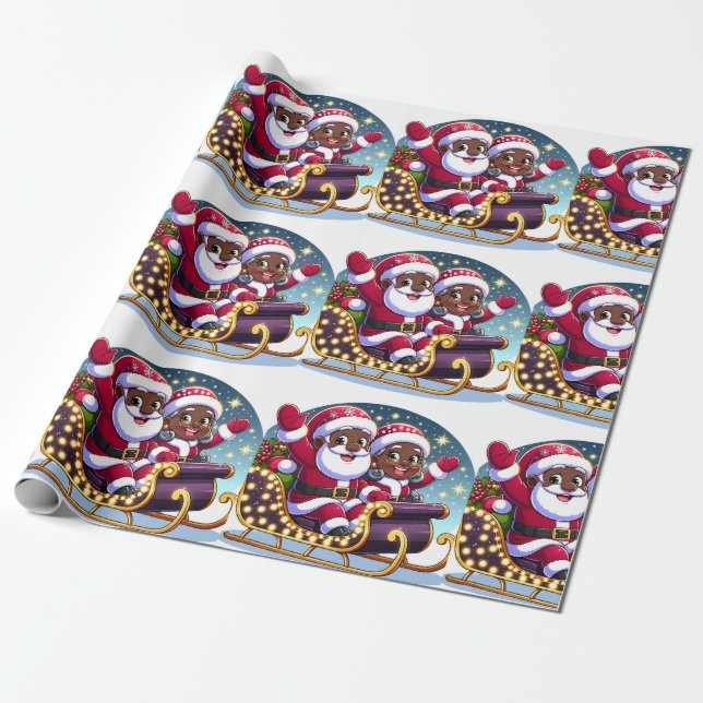 Presente Voo de Natal Festivo - Papel de Embalagem de Natal (Desenrolado)